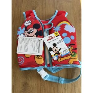 Toddler Disney Mickey & Friends 20" Fabric Swim Vest Size S/M max 40Lbs NWT